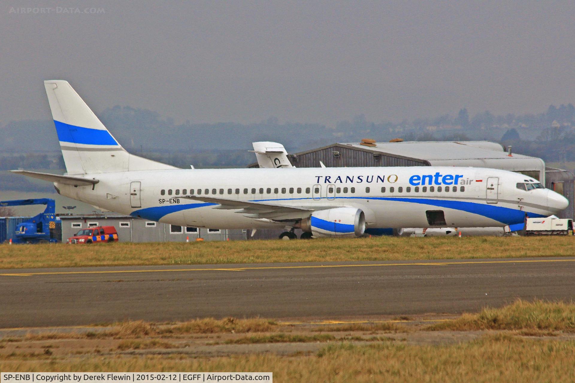 SP-ENB, 1994 Boeing 737-4Q8 C/N 26299, 737-4Q8, Enter Air, Warsaw based, previously TC-JEC, HL7527, seen parked on stand 13 at EGFF.