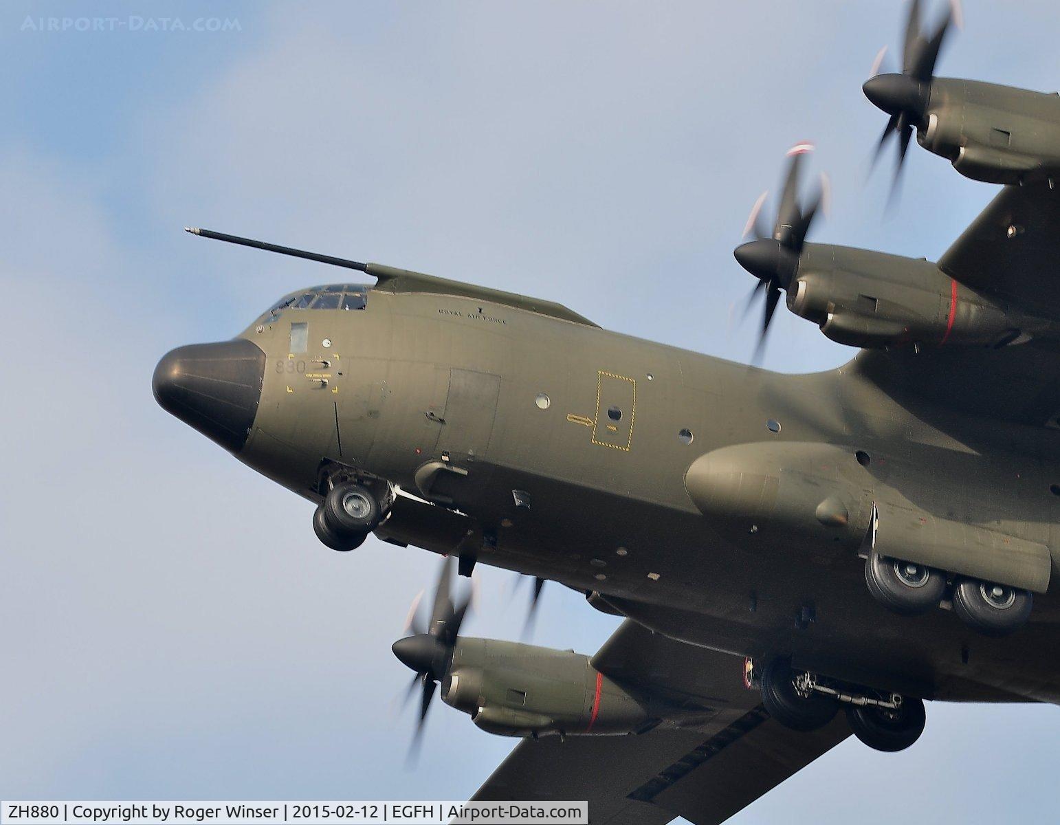 ZH880, 1999 Lockheed Martin C-130J Hercules C.5 C/N 382-5478, RAF Hercules C.5 aircraft coded 880 of the Brize Norton Transport Wing makes a low pass over Runway 22.