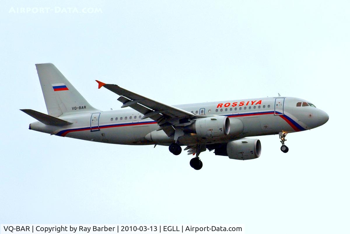 VQ-BAR, 2001 Airbus A319-111 C/N 1488, Airbus A319-111 [1488] (Rossiya Airlines) Home~G 13/03/2010. On approach 27L.
