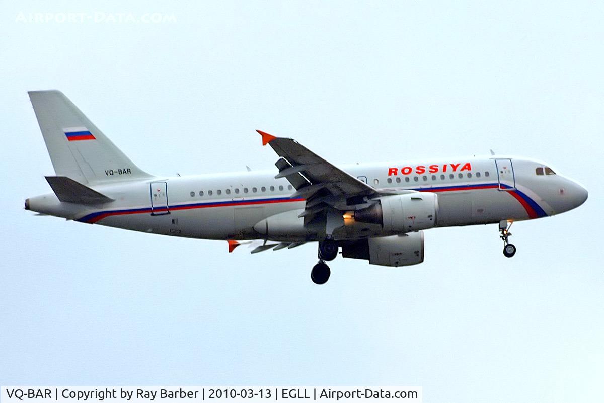 VQ-BAR, 2001 Airbus A319-111 C/N 1488, Airbus A319-111 [1488] (Rossiya Airlines) Home~G 13/03/2010. On approach 27L.