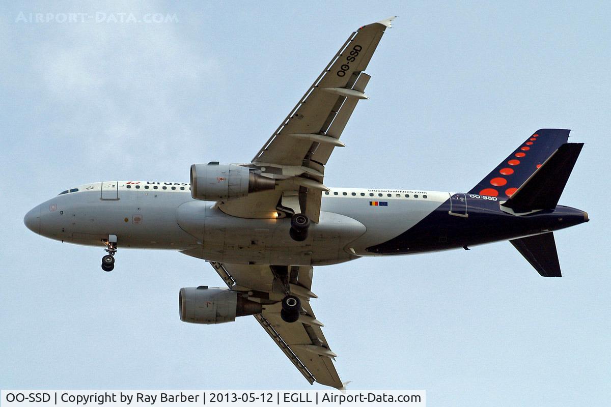 OO-SSD, 1999 Airbus A319-112 C/N 1102, Airbus A319-112 [1102] (Brussels Airlines) Home~G 12/05/2013. On approach 27R.