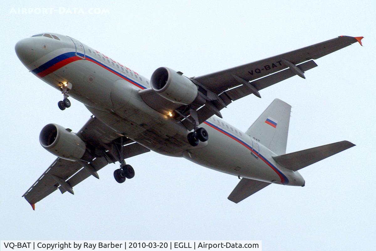VQ-BAT, 2002 Airbus A319-111 C/N 1876, Airbus A319-112 [1876] (Rossiya Airlines) Home~G 20/03/2010. On approach 27R.