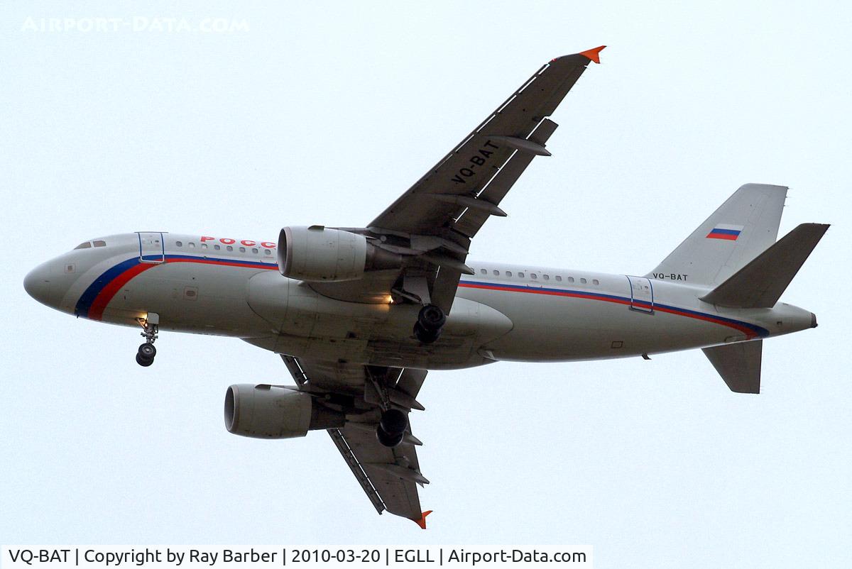 VQ-BAT, 2002 Airbus A319-111 C/N 1876, Airbus A319-112 [1876] (Rossiya Airlines) Home~G 20/03/2010. On approach 27R.