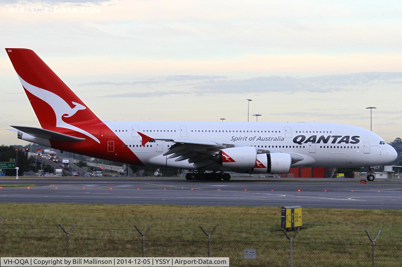 VH-OQA, 2008 Airbus A380-842 C/N 014, taxi from 34L