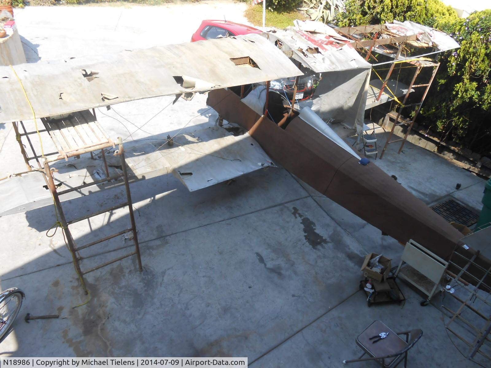 N18986, 1938 Williams W C/N 1, In storage for 72 years, but still almost complete, Owner Mike Tielens, Oceanside Ca. Will fly again.