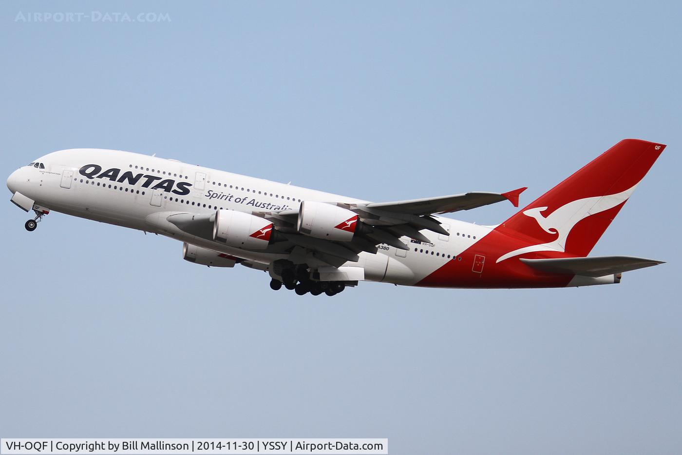 VH-OQF, 2009 Airbus A380-842 C/N 029, away from 34L