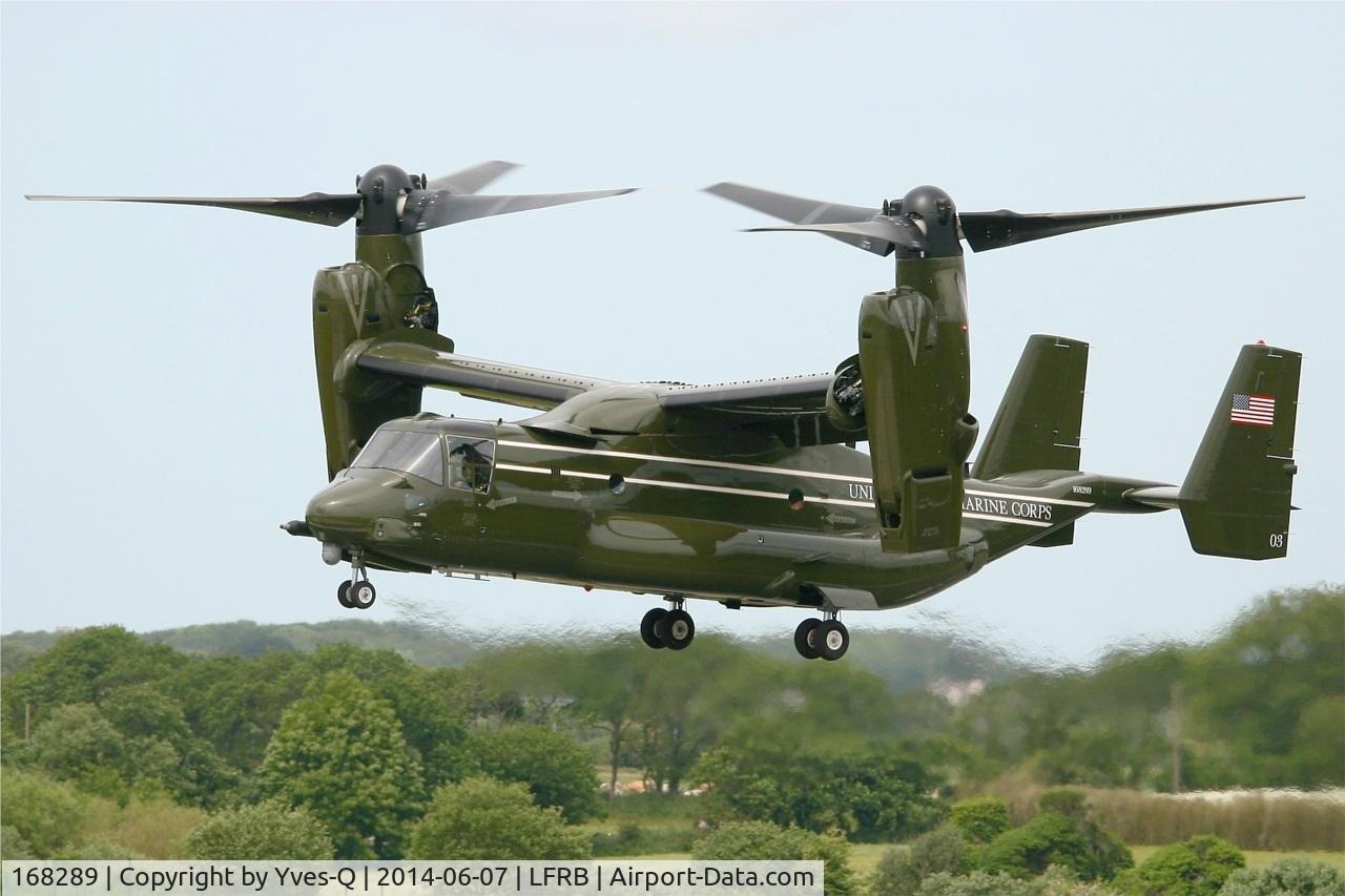 168289, Bell-Boeing MV-22B Osprey C/N D0206, Presidential USMC Bell-Boing MV-22B Osprey (Code 03-cn D0206) on final rwy 25L, Brest-Bretagne airport (LFRB-BES)