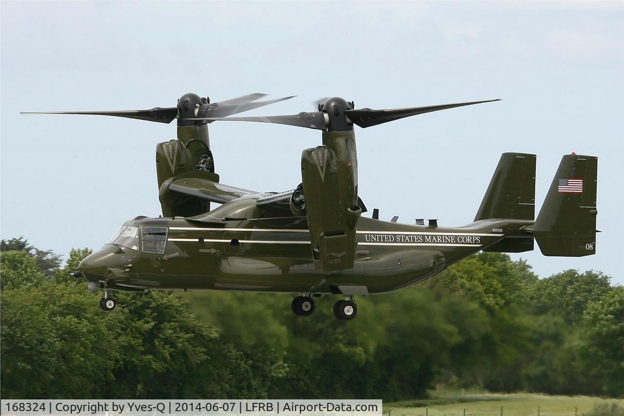 168324, 2014 Bell-Boeing MV-22B Osprey C/N D0226, Presidential USMC Bell-Boing MV-22B Osprey (Code 08-cn D0226) on final rwy 25L, Brest-Bretagne airport (LFRB-BES)