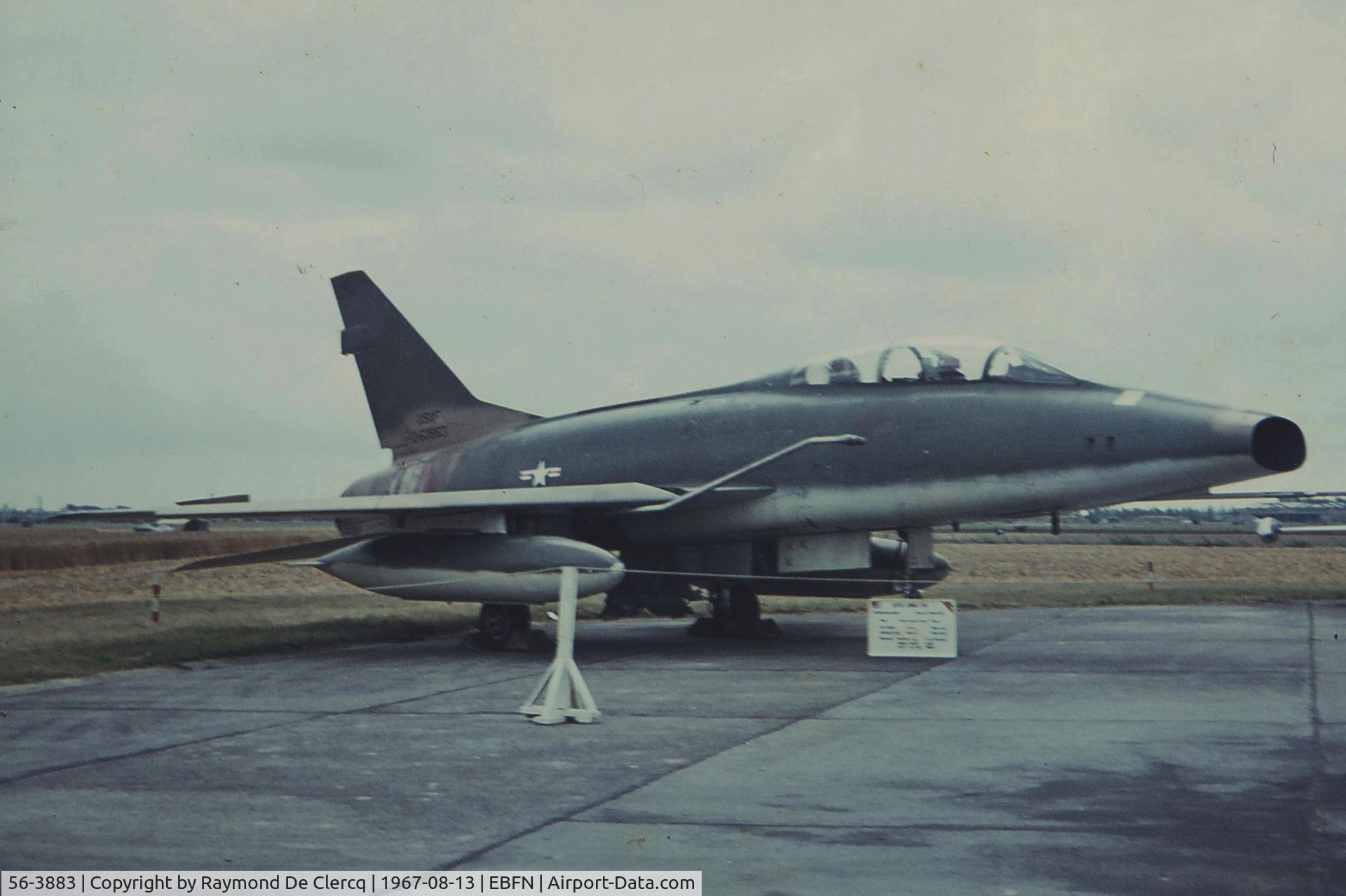 56-3883, 1956 North American F-100F Super Sabre C/N 243-159, Static display, Koksijde airshow 1967.