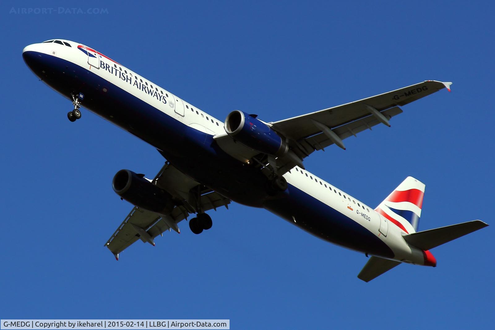 G-MEDG, 2002 Airbus A321-231 C/N 1711, British-Airways fly in from London, landing on runway 30.