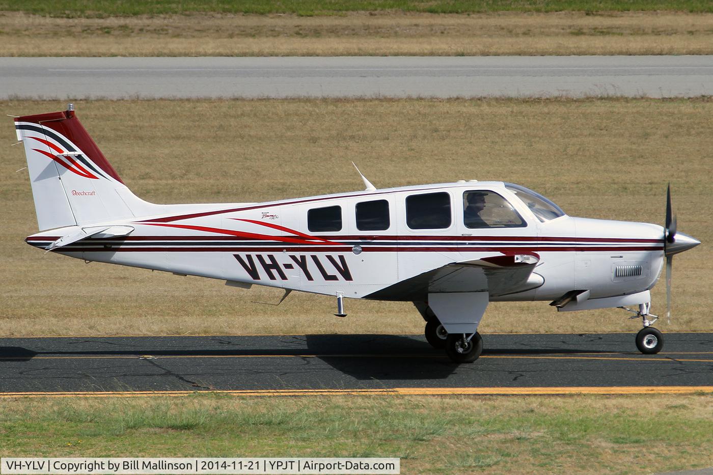 VH-YLV, 2001 Raytheon Aircraft Company A36 Bonanza C/N E-3375, taxiing from 24