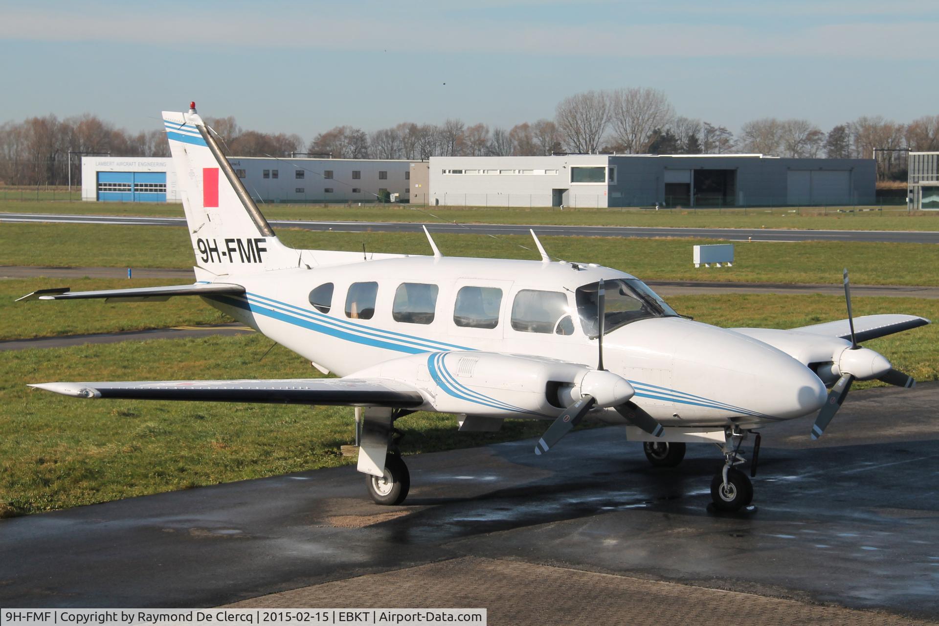 9H-FMF, 1968 Piper PA-31 Turbo Navajo C/N 31-245, Parked on the apron at Wevelgem.