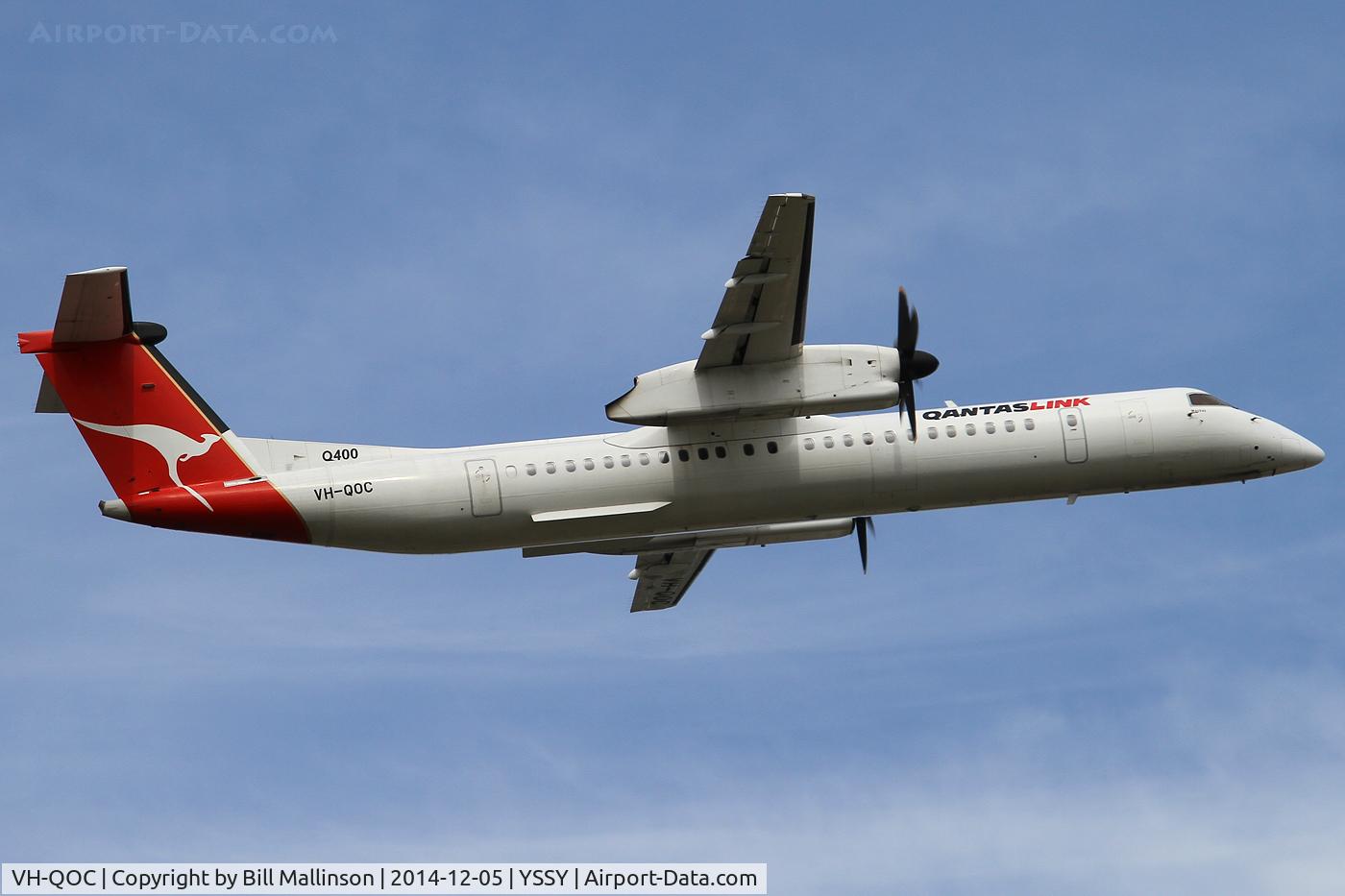 VH-QOC, 2005 De Havilland Canada DHC-8-402Q Dash 8 C/N 4117, away from 34L