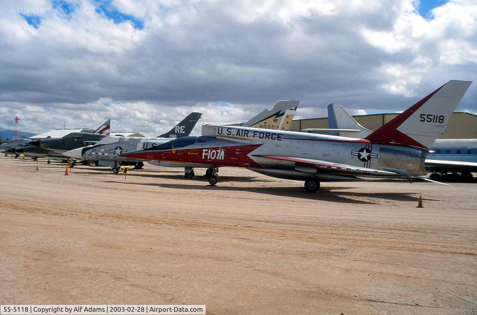 55-5118, 1955 North American F-107A C/N 212-1, Displayed outside at Pima Air & Space Museum, Tucson, Arizona in 2003.