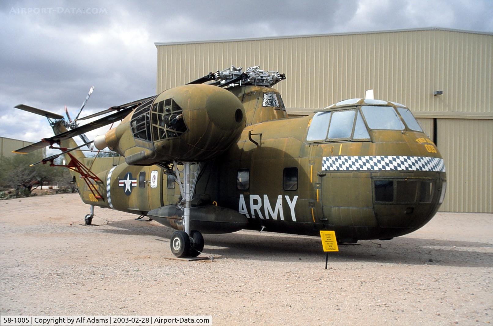 58-1005, 1958 Sikorsky CH-37B Mojave C/N 17850, Displayed outside at Pima Air & Space Museum, Tucson, Arizona in 2003.