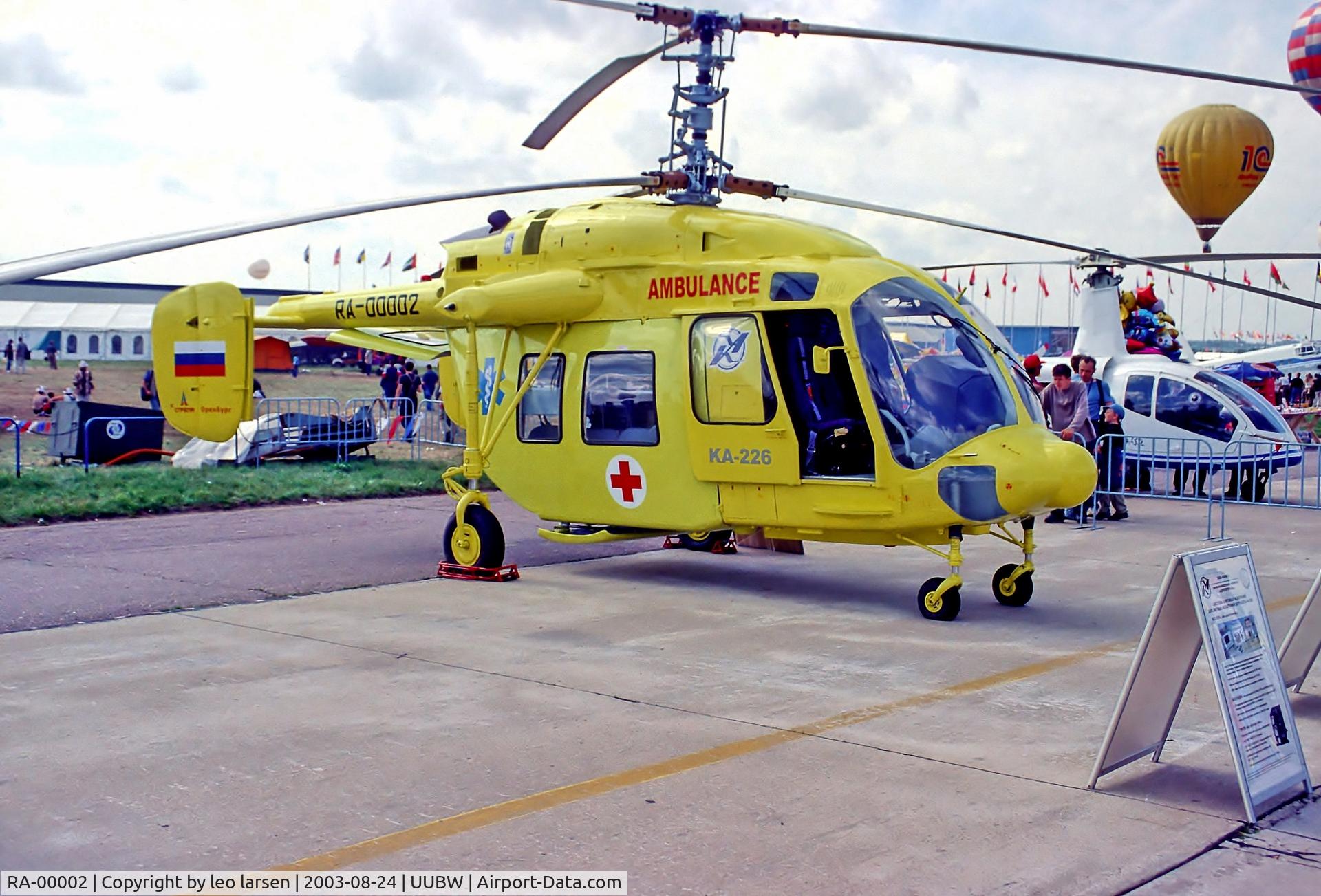 RA-00002, 2001 Kamov KA-226 C/N 0.002, Zhukovsky Moscow 24.8.03