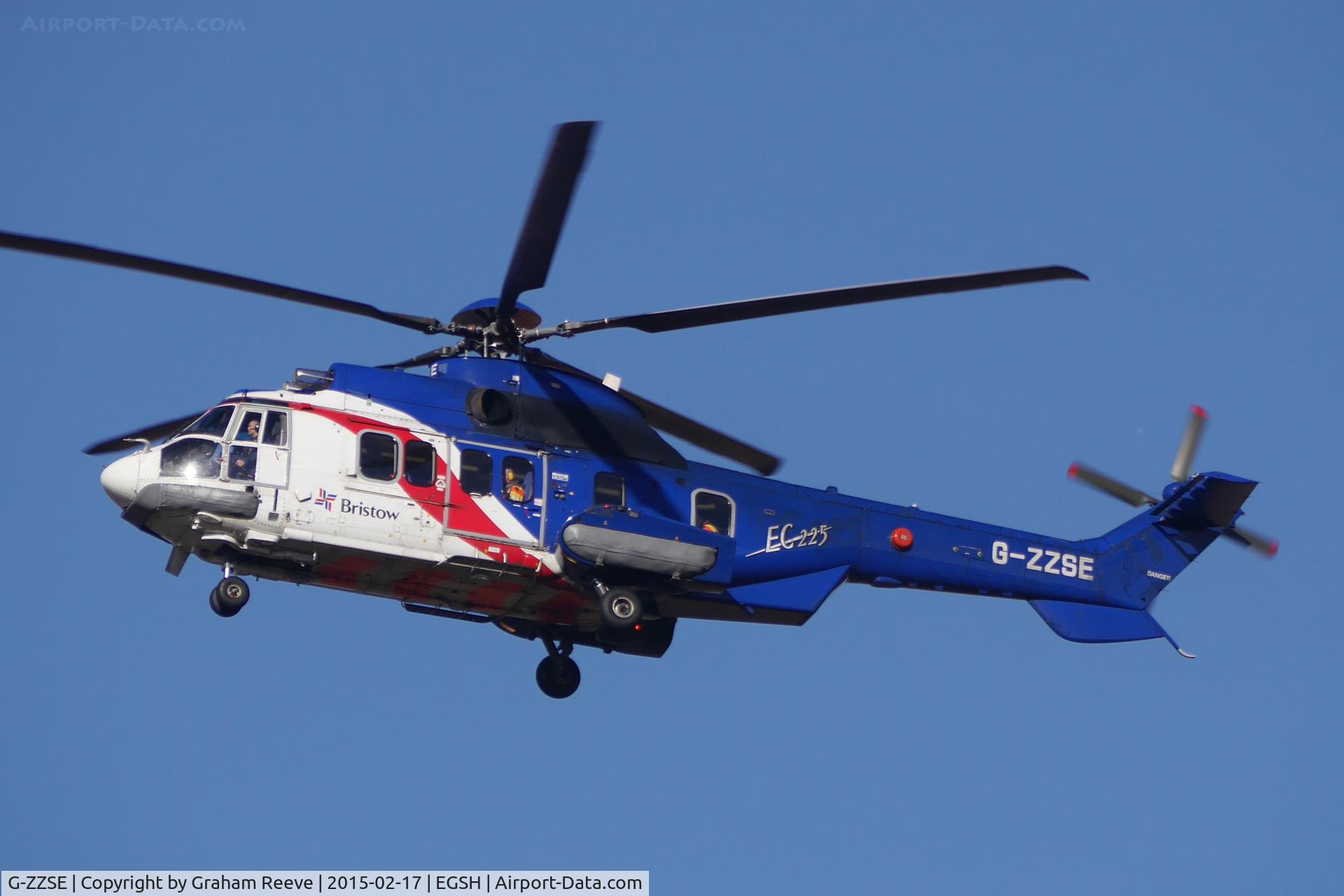 G-ZZSE, 2006 Eurocopter EC-225LP Super Puma Mk2+ C/N 2660, About to land at Norwich.