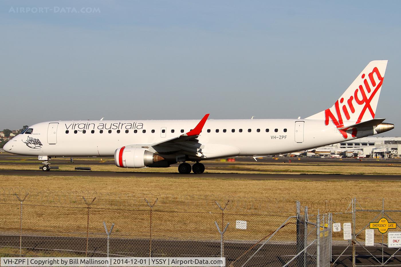 VH-ZPF, 2008 Embraer 190AR (ERJ-190-100IGW) C/N 19000193, taxiing to 34R