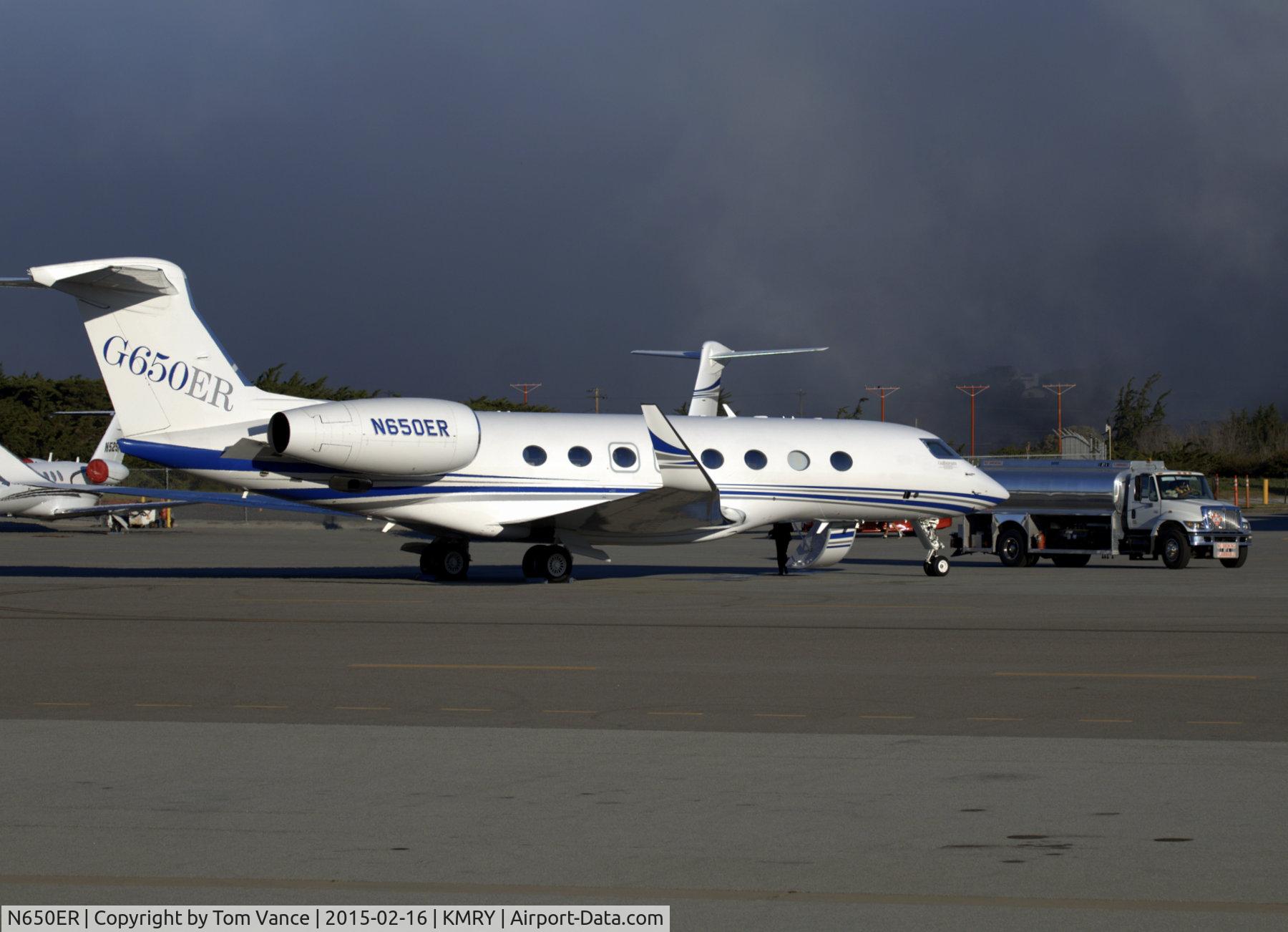 N650ER, 2014 Gulfstream Aerospace G650 (G-VI) C/N 6084, KMRY new 650ER ready to depart Monterey.