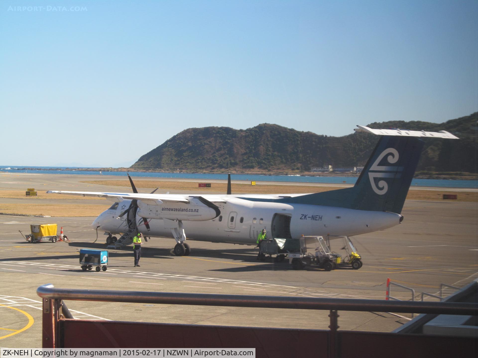 ZK-NEH, 2006 De Havilland Canada DHC-8-311 Dash 8 C/N 623, slightly over exposed - but sun was very bright!! seen from terminal on domestic ramp