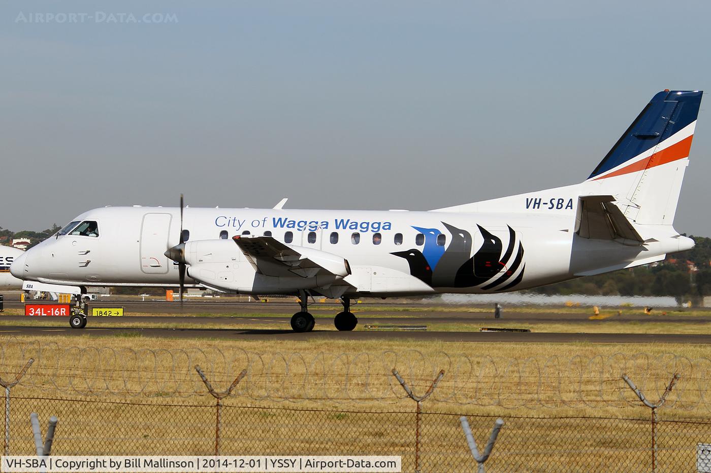 VH-SBA, 1992 Saab 340B C/N 340B-311, taxiing to 34R