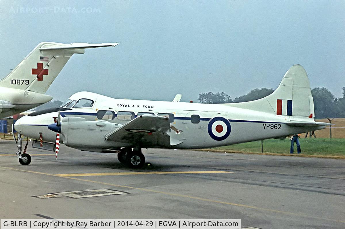 G-BLRB, 1948 De Havilland DH-104 Dove 8 C/N 04212, de Havilland DH-104 Devon C.2/2 [04212] RAF Fairford~G 14/07/1985. Marked VP962, from a slide.
