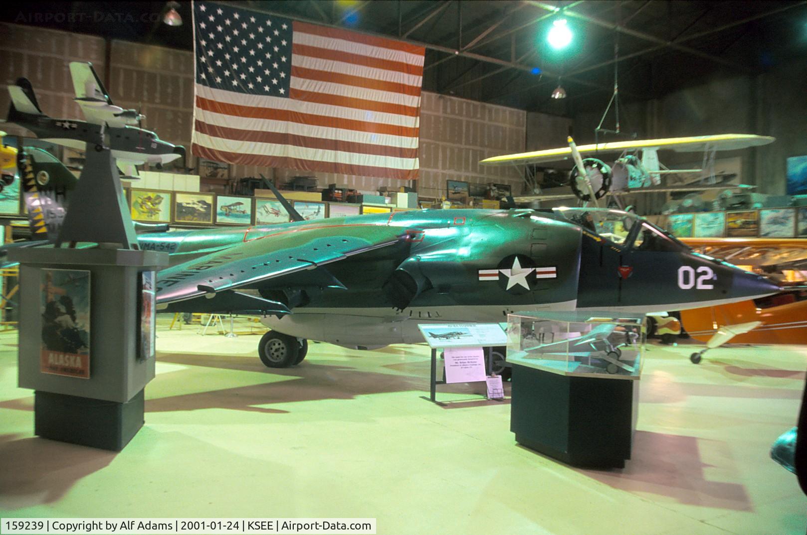 159239, Hawker Siddeley AV-8C Harrier C/N 712148, Displayed inside the San Diego Air & Space Museum in 2001.