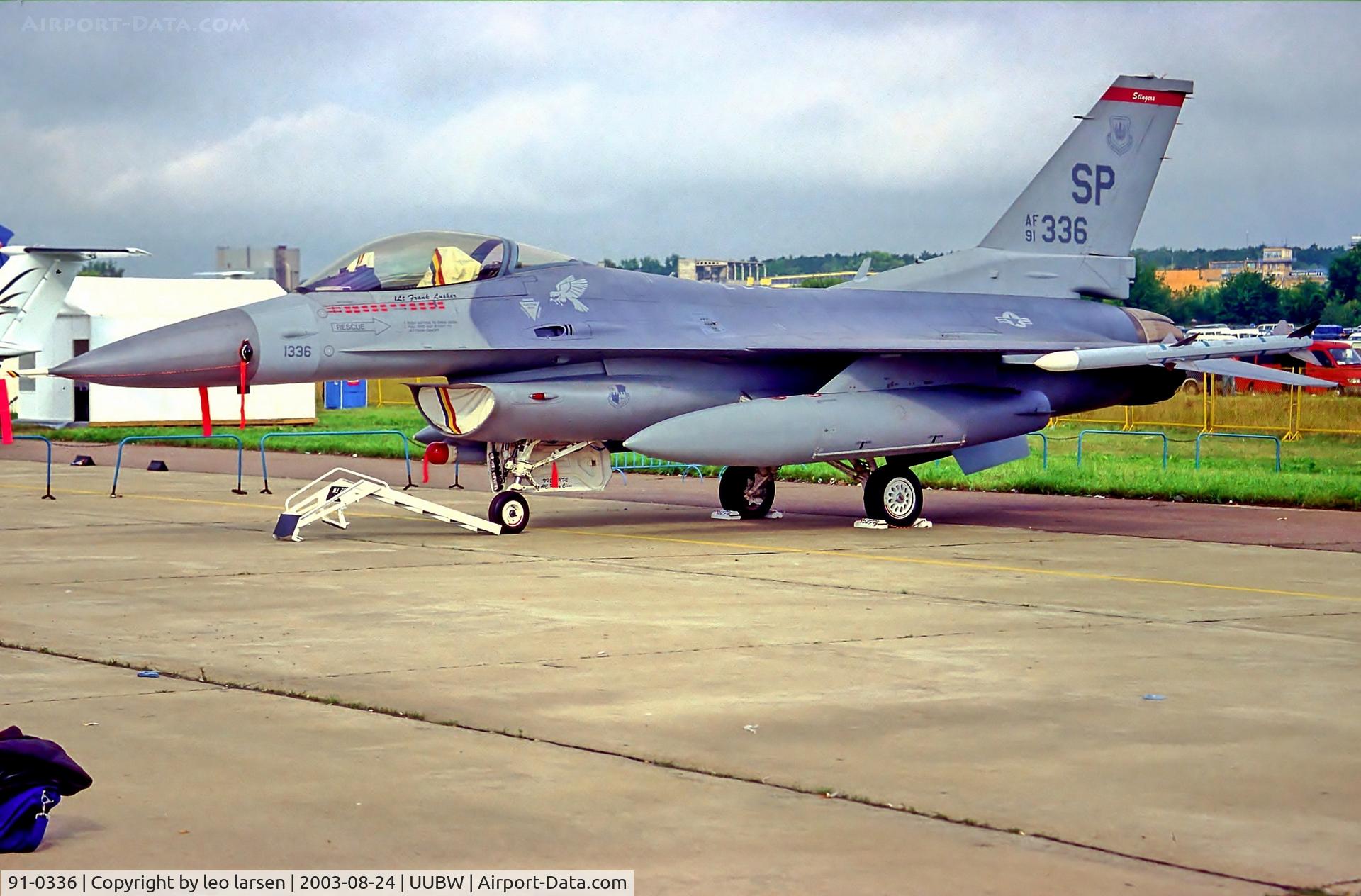 91-0336, 1991 General Dynamics F-16CJ C/N CC-34, Zhukovsky Moscow 24.8.03