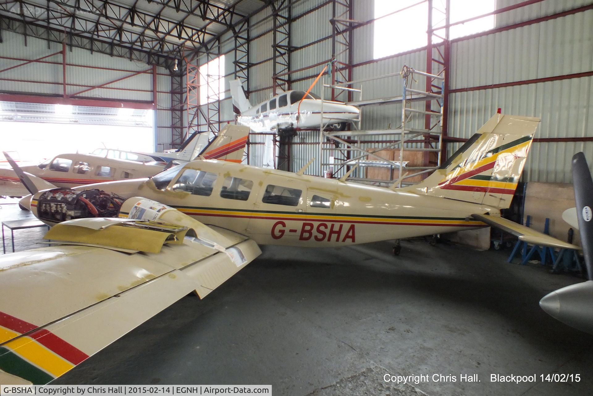 G-BSHA, 1976 Piper PA-34-200T Seneca II C/N 34-7670216, inside the packed Blackpool Air Centre hangar