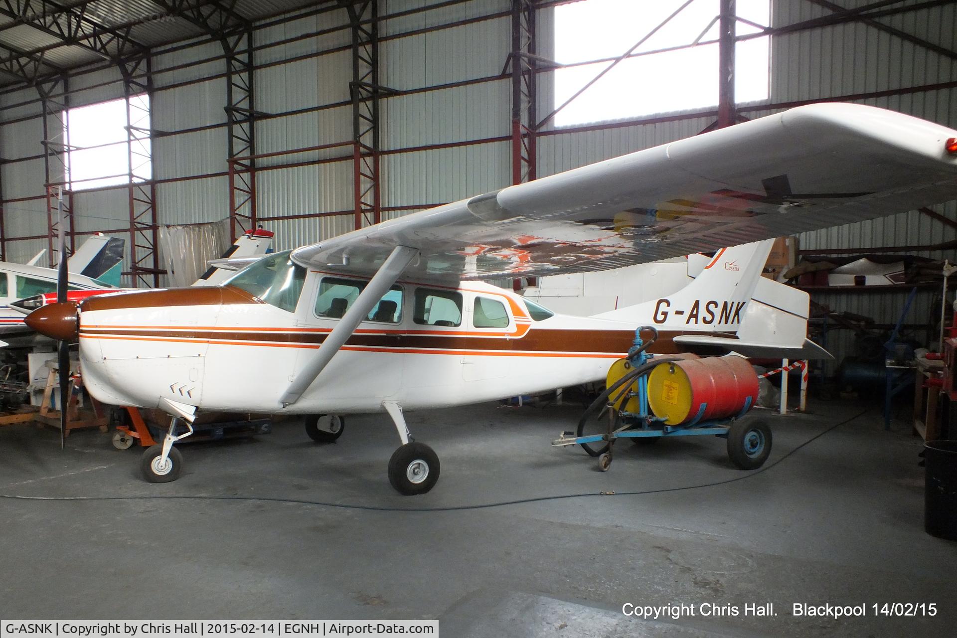 G-ASNK, 1963 Cessna 210B C/N 205-0400, inside the Blackpool Air Centre hangar