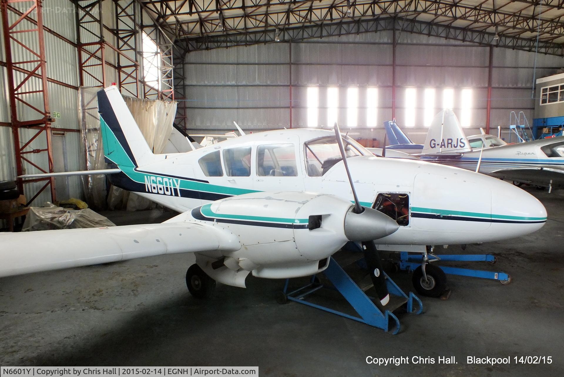 N6601Y, 1968 Piper PA-23-250 C/N 27-3905, inside the Blackpool Air Centre hangar