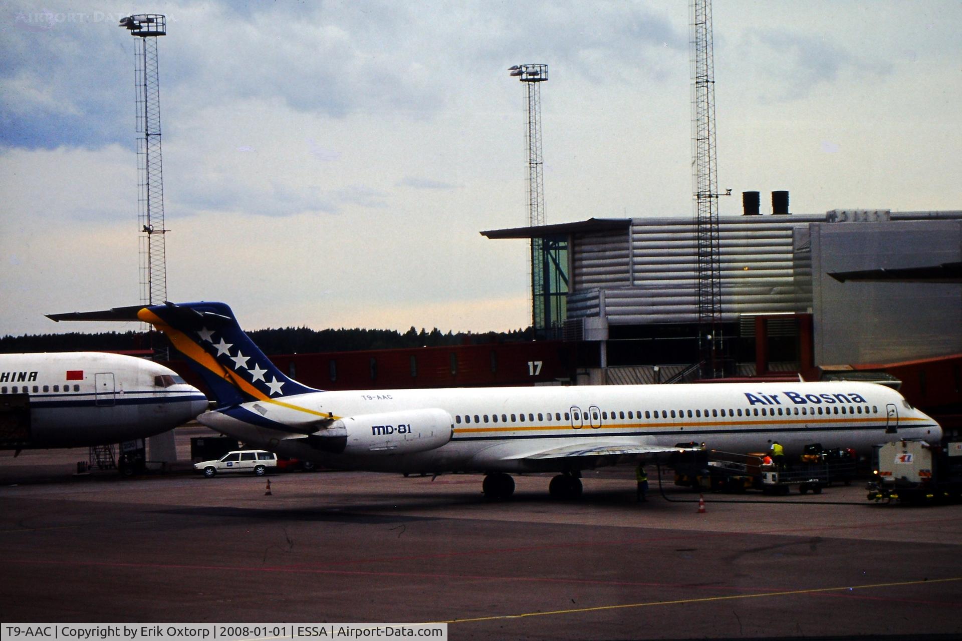 T9-AAC, 1982 McDonnell Douglas MD-81 (DC-9-81) C/N 48093, T9-AAC in ARN, AUG02