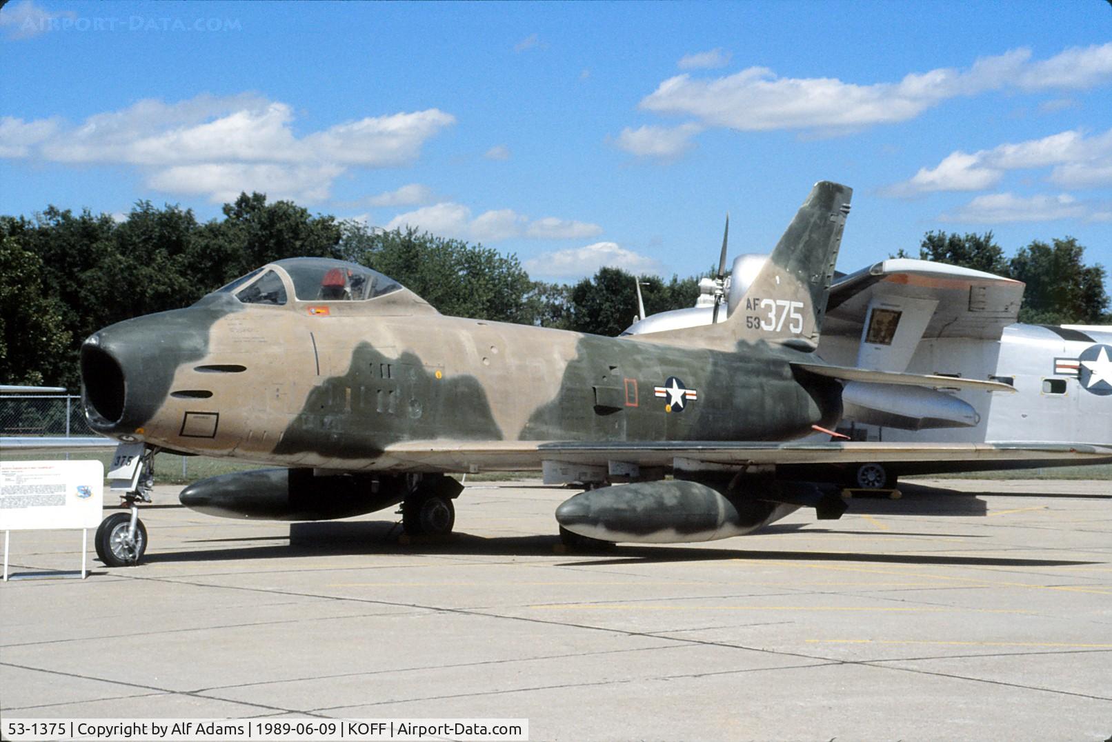 53-1375, 1953 North American F-86H-10-NH Sabre C/N 203-147, At the old Strategic Air Command Museum, Omaha, Nebraska in 1989.