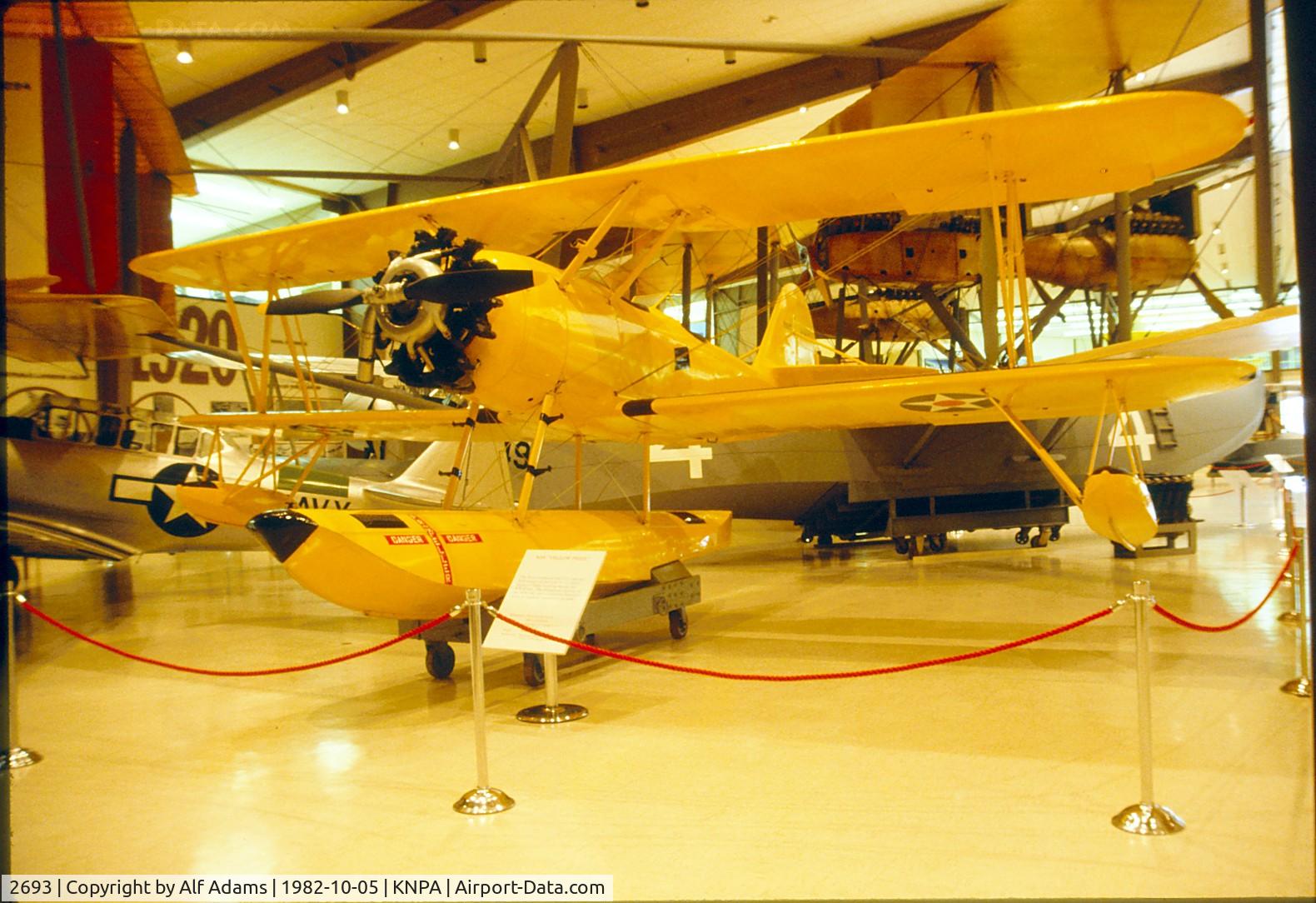 2693, Naval Aircraft Factory N3N-3 C/N Not found 2693, Shown on the floor of the National Naval Aviation Museum in 1982.