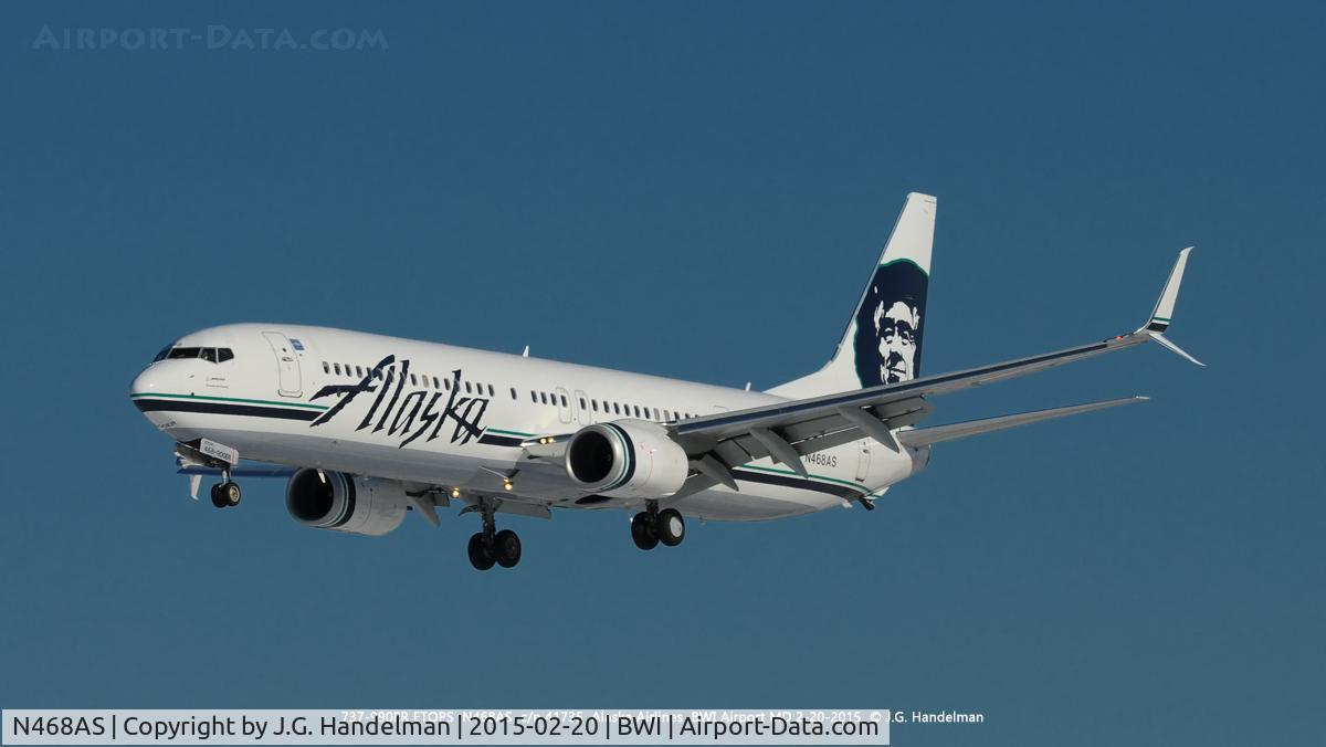 N468AS, 2014 Boeing 737-990/ER C/N 41735, On final to 33L