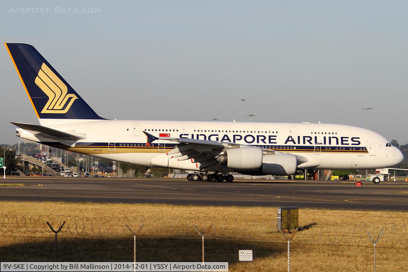 9V-SKE, 2007 Airbus A380-841 C/N 010, taxiing off 34L