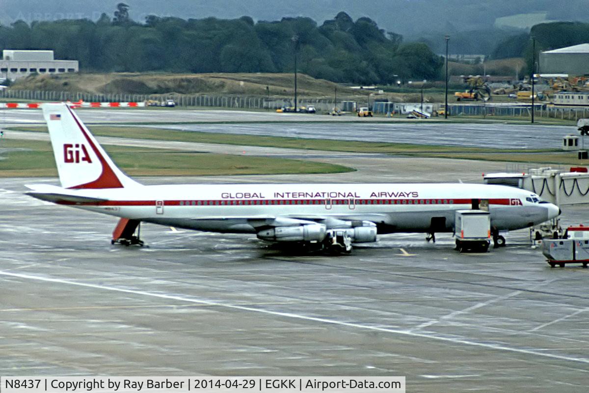 N8437, 1969 Boeing 707-323B C/N 20176, Boeing 707-323B [20176] (Global International Airways) Gatwick~G (date unknown). From a slide.