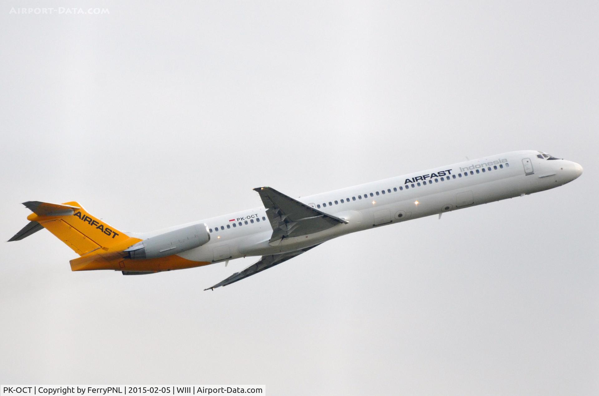 PK-OCT, 1990 McDonnell Douglas MD-82 (DC-9-82) C/N 49889, Airfast MD82 departing CGK.