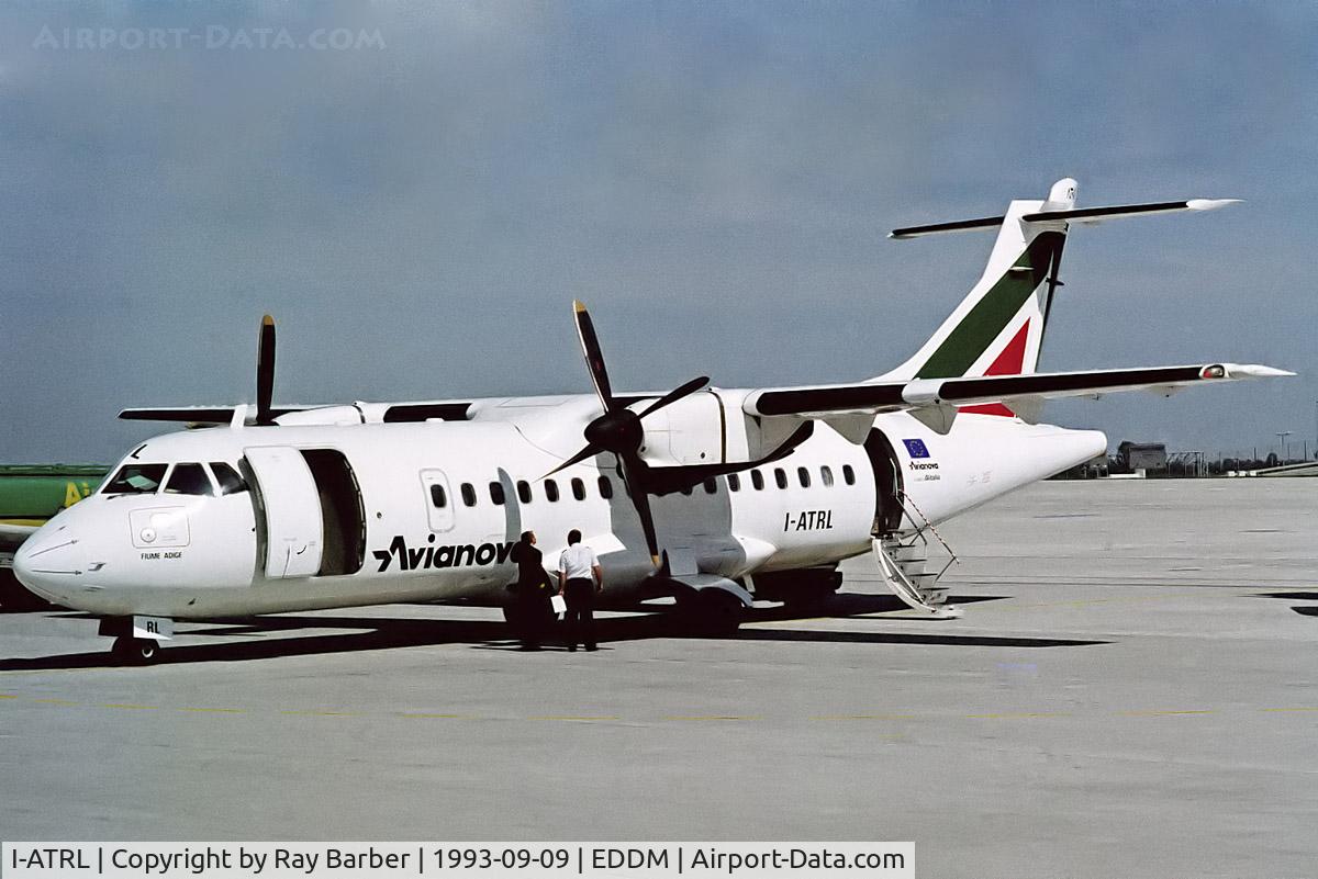 I-ATRL, 1987 ATR 42-300 C/N 068, Aerospatiale ATR-42-312 [068] (Avianova) Munich-Franz Josef Strauss~D 09/09/1993. From a slide.