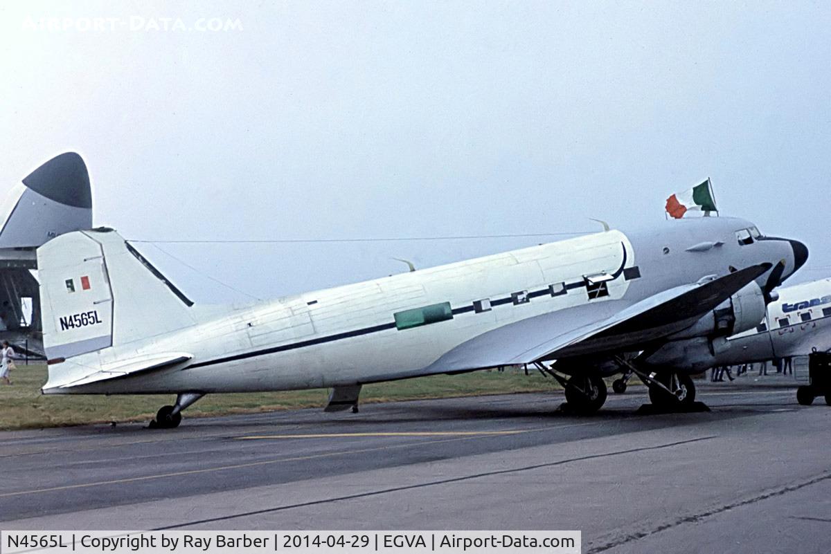 N4565L, 1939 Douglas DC-3-201A (C-47 Skytrain/Dakota) C/N 2108, Douglas DC-3-201A [2108] RAF Fairford~G 14/07/1985. From a slide.