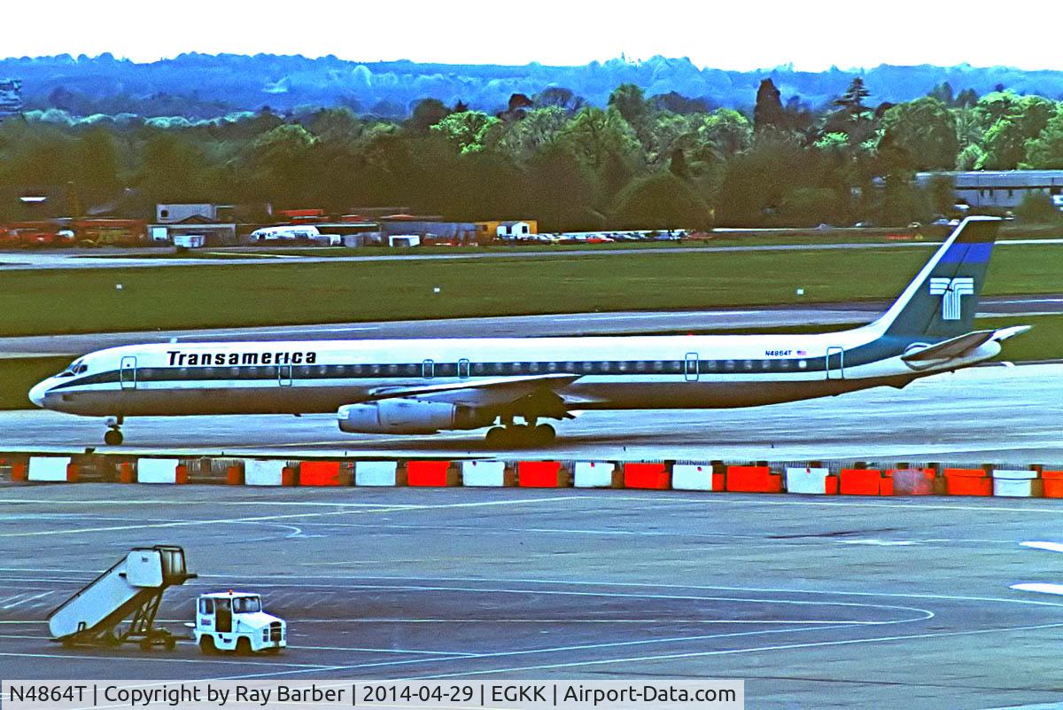 N4864T, 1969 Douglas DC-8-63CF C/N 46059, Douglas DC-8-73CF [46059] (Transamerica) Gatwick~G (date unknown). From a slide.