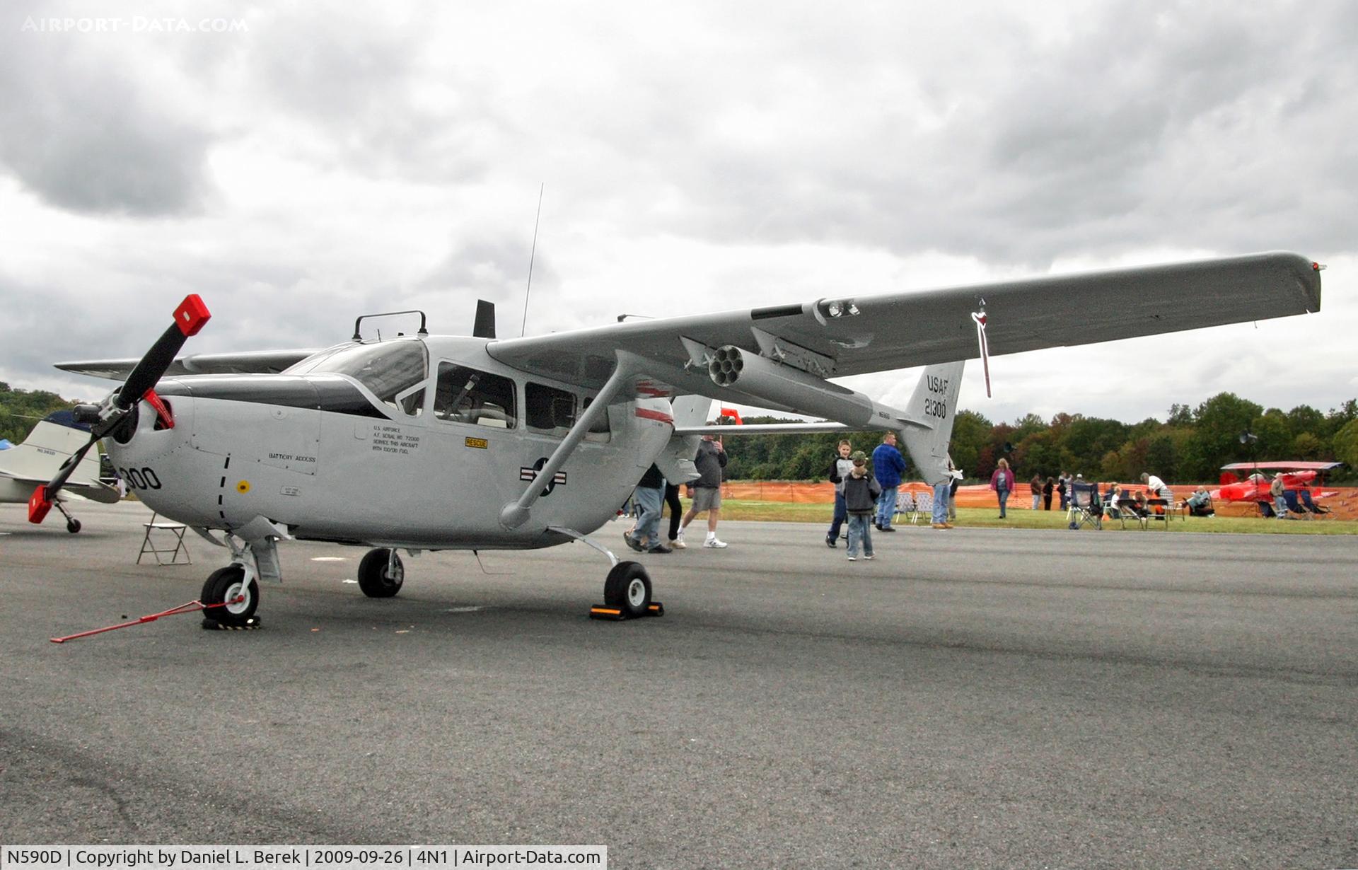 N590D, 1967 Cessna O-2A Super Skymaster C/N 337M-0006, This well-traveled war veteran made an appearance at the 2009 Greenwood Lake Airport airshow.