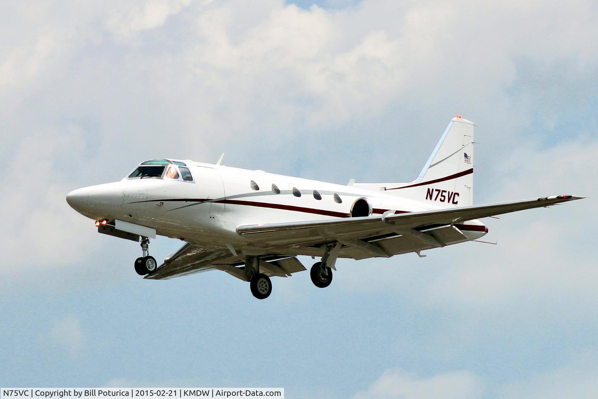 N75VC, 1981 Rockwell International NA-265-65 Sabreliner 65 C/N 465-71, N75VC landing 31C Chicago MDW 2/21/15.