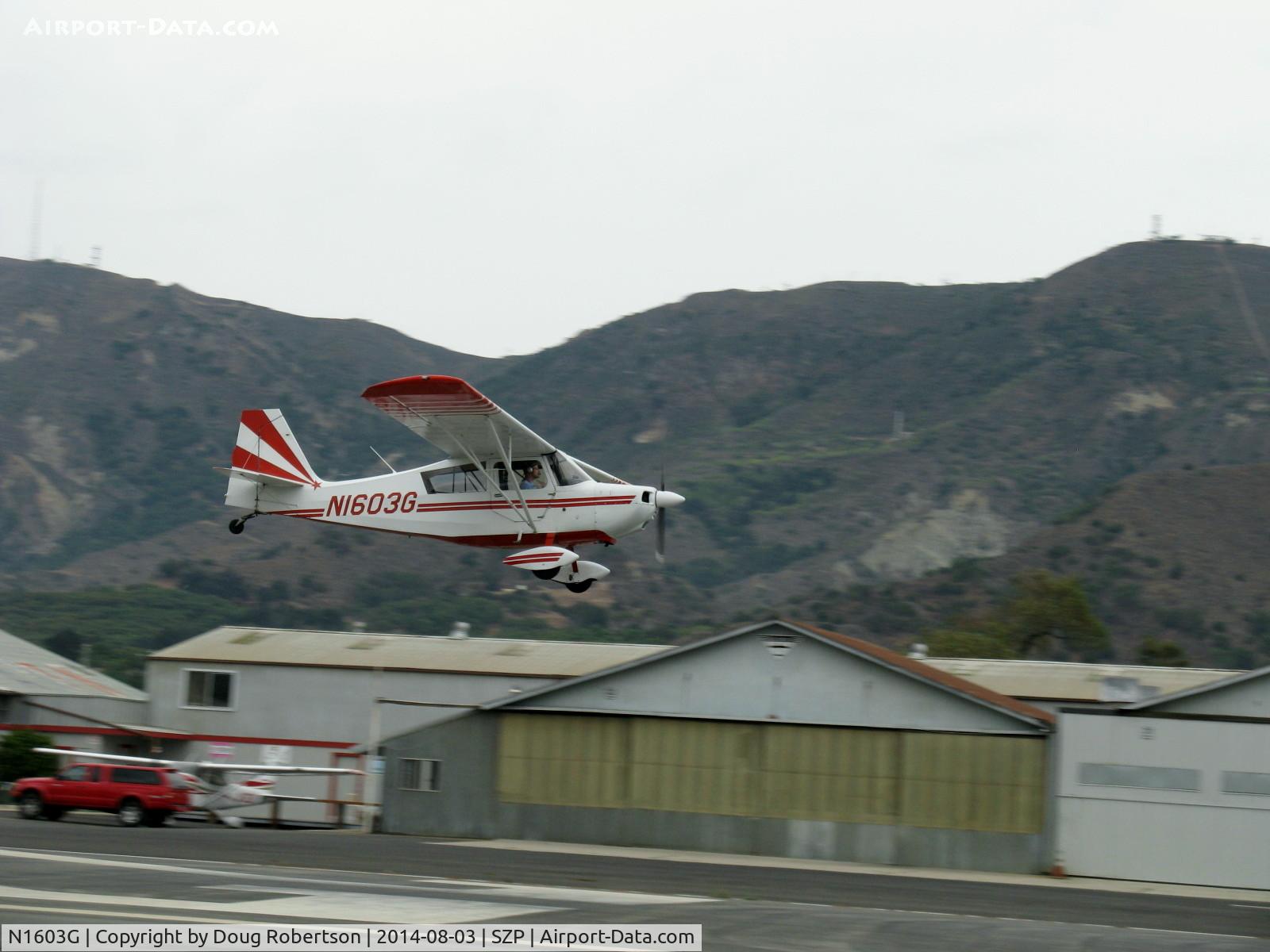 N1603G, 1968 Champion 7ECA Citabria C/N 609, 1968 Champion 7ECA CITABRIA, Lycoming O-235 115 Hp, landing Rwy 22, grab shot