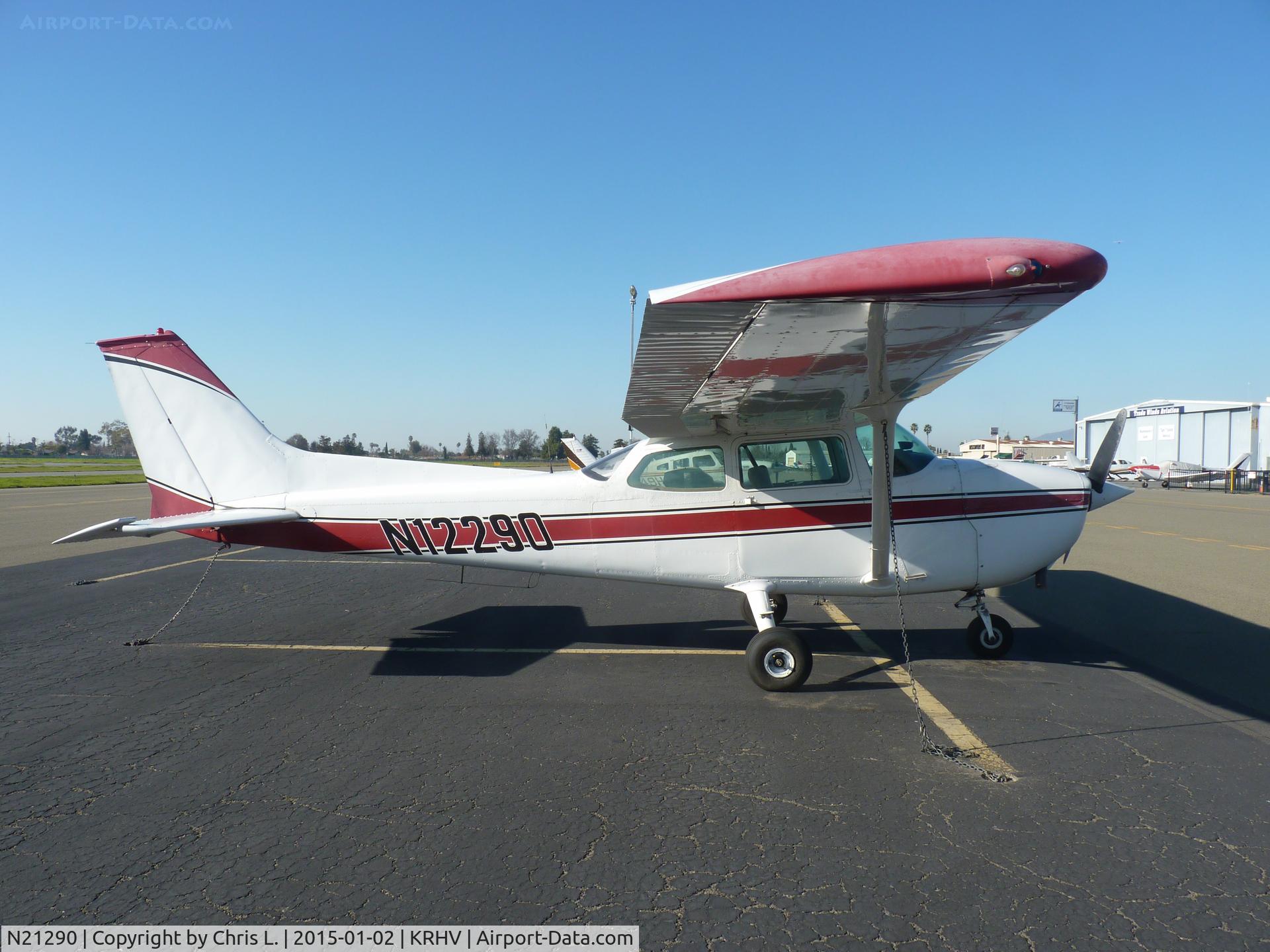 N21290, 1972 Cessna 182P Skylane C/N 18261541, A transient Cessna 182 sits in the afternoon sun at Reid-Hillview.