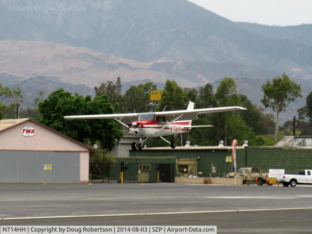 N714HH, 1977 Cessna 150M C/N 15079185, 1977 Cessna 150M, Continental O-200 100 Hp, flaps landing Rwy 22