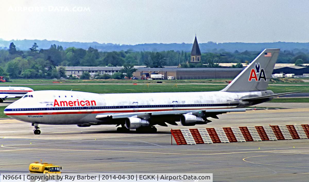 N9664, 1970 Boeing 747-123 C/N 20103, Boeing 747-123 [20103] (American Airlines) Gatwick~G (date unknown). From a slide.