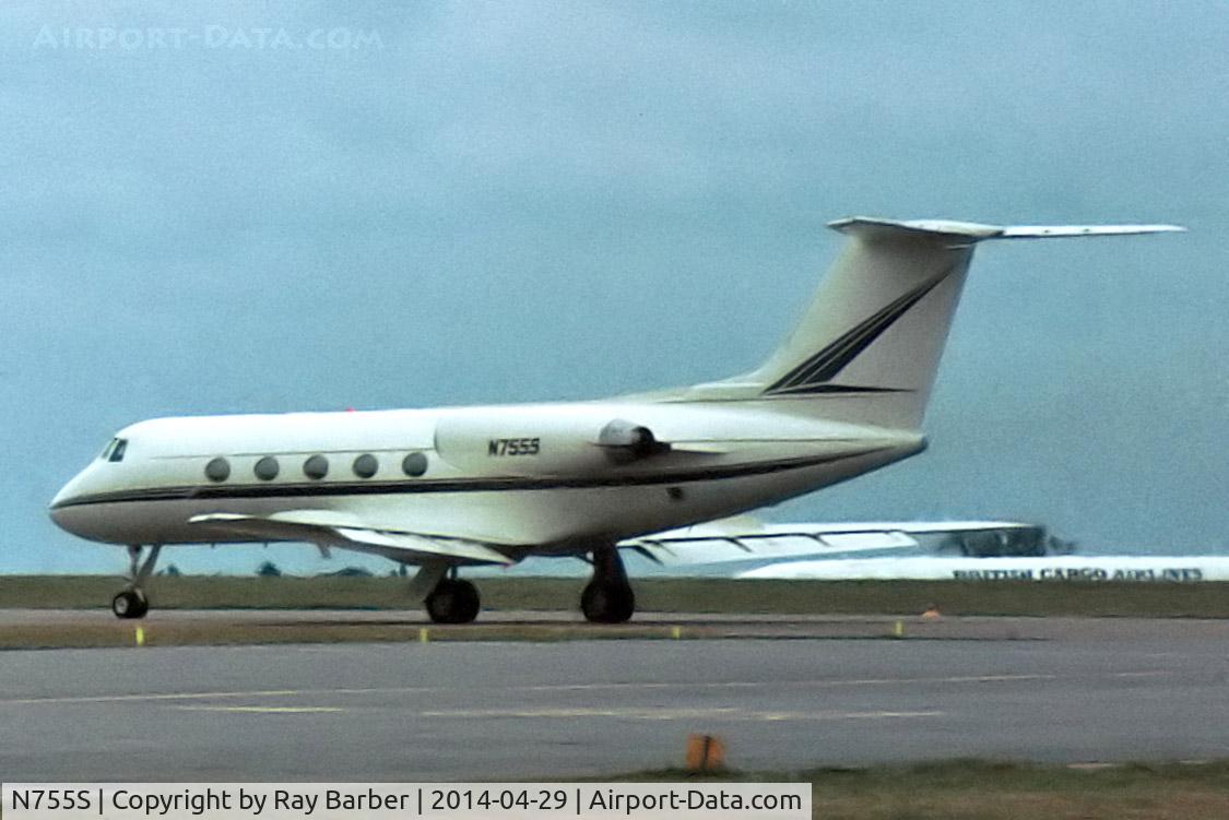 N755S, 1968 Grumman G-1159 Gulfstream II C/N 20, Gulfstream G2 [20] (place and date unknown). From a slide.