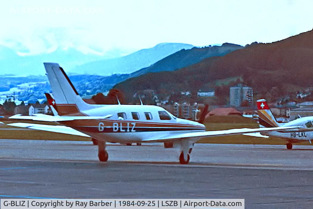 G-BLIZ, 1984 Piper PA-46-310P Malibu C/N 46-8408062, G-BLIZ   Piper PA-46-310P Malibu [46-8408062] Bern Belp~HB 25/09/1984. From a slide.