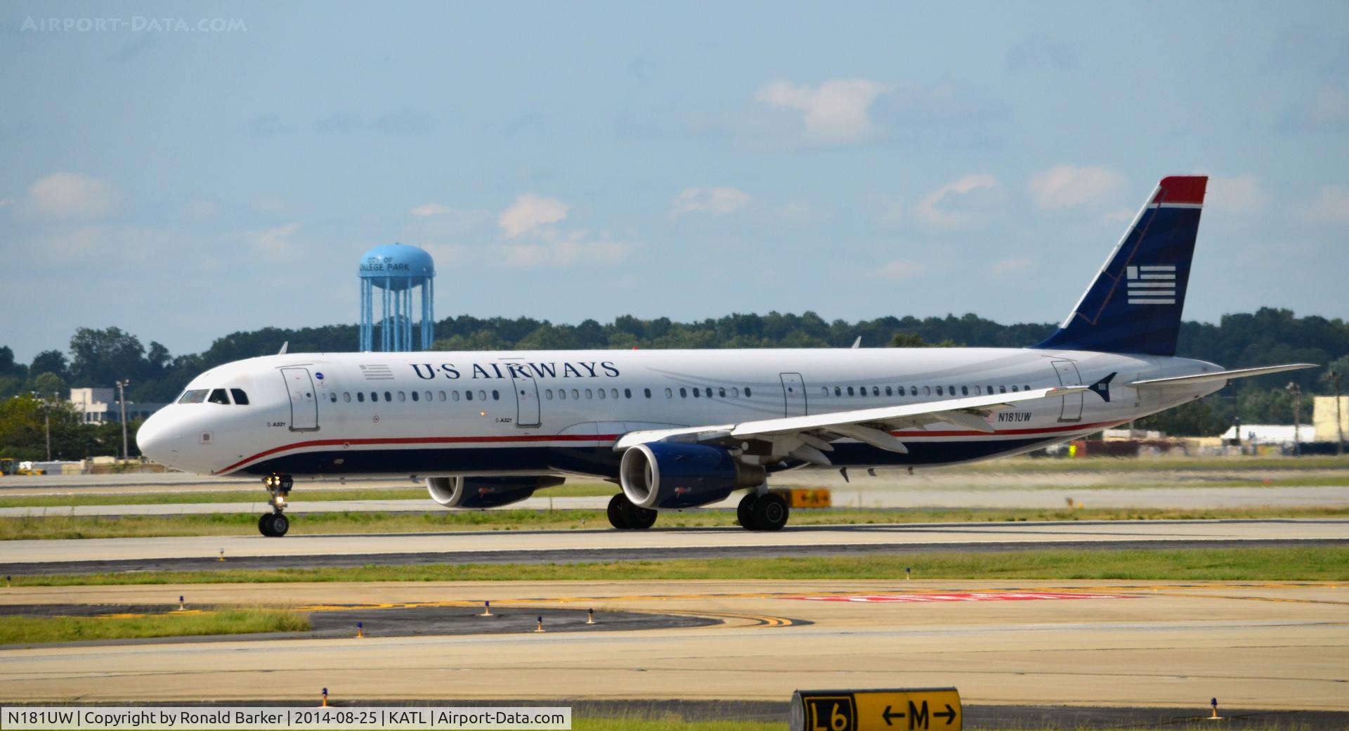 N181UW, 2001 Airbus A321-211 C/N 1531, Takeoff roll ATL